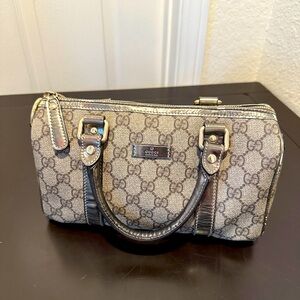 Gucci monogram GG metallic bronze small satchel bag